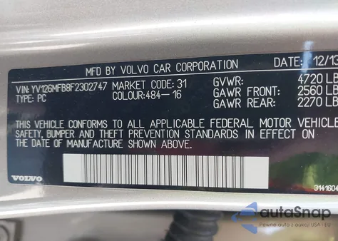 2015 Volvo S60 T5 Premier from USA, damaged, VIN YV126MFB8F2302747